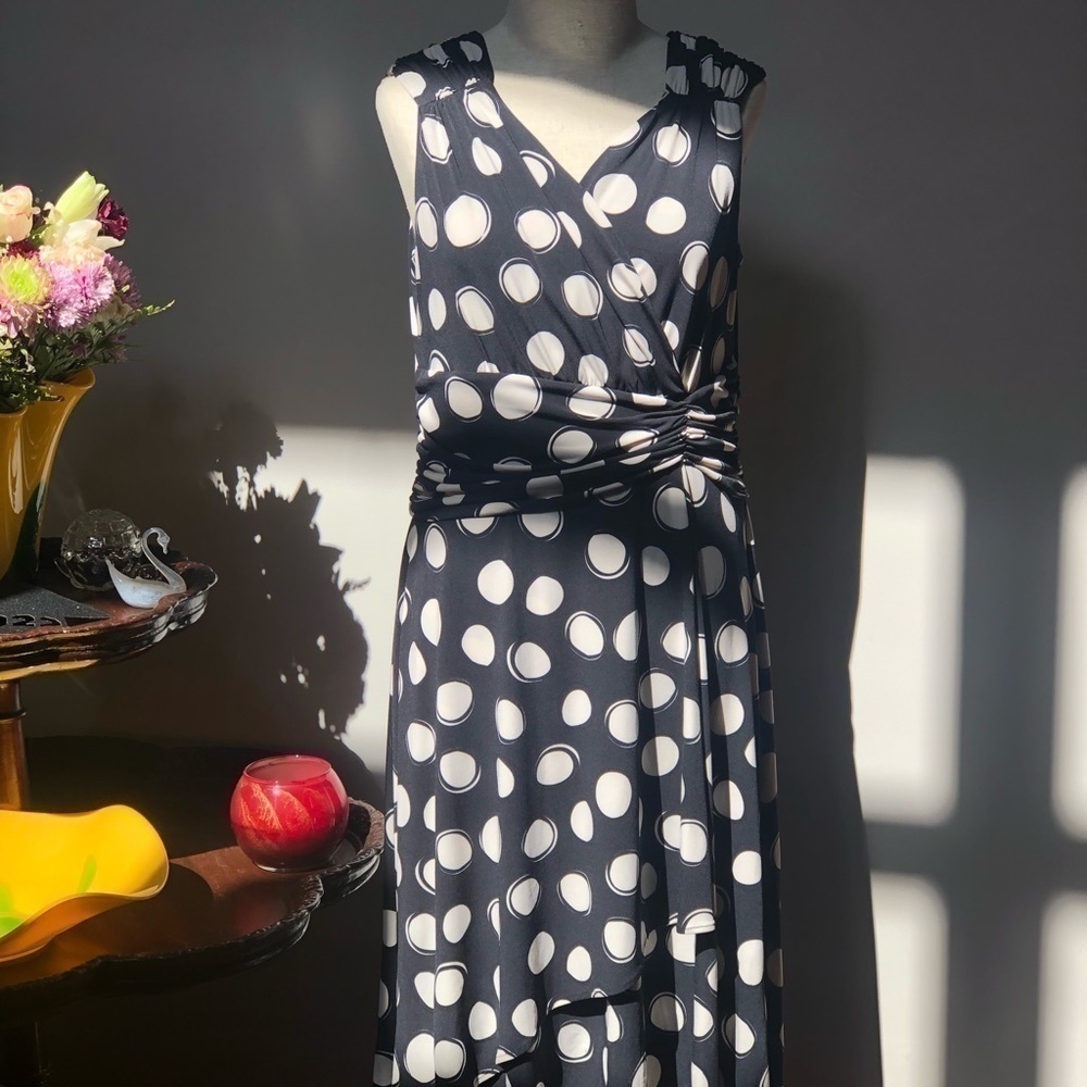 𝅺SCARLET Blue polkadots no‎ sleeve dress